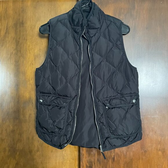 Woolrich Womens Puffer Vest M Black Duck Down Feather Full Zip Snap - Picture 1 of 3